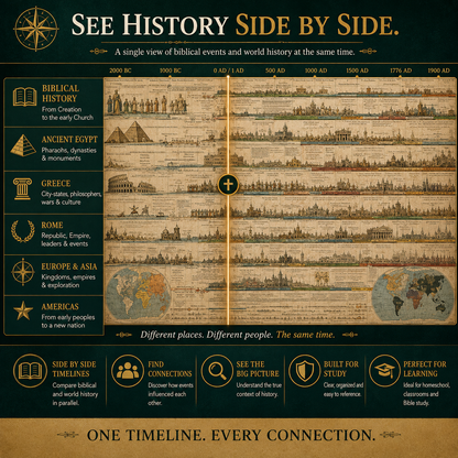 📜Great History Timeline-23-Foot Biblical & World History Fold-Out
