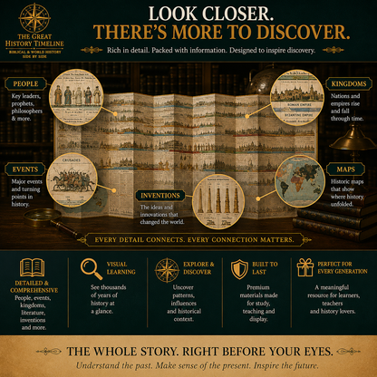 📜Great History Timeline-23-Foot Biblical & World History Fold-Out