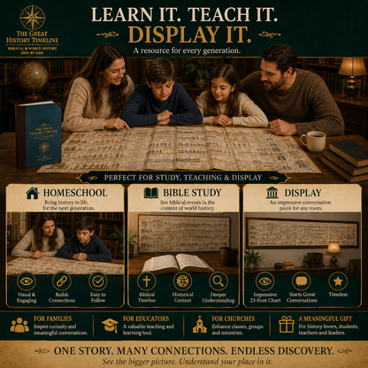 📜Great History Timeline-23-Foot Biblical & World History Fold-Out